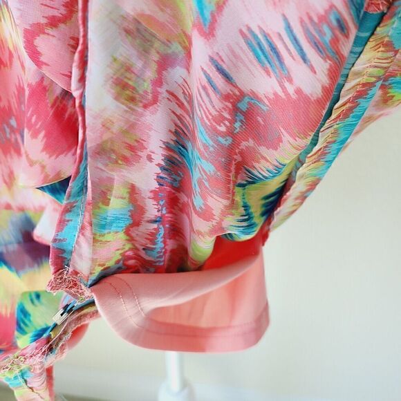 Anthropologie Maude Halter Dress Ruffles Elastic Waist Beach Colorful Flaw - Picture 6 of 12